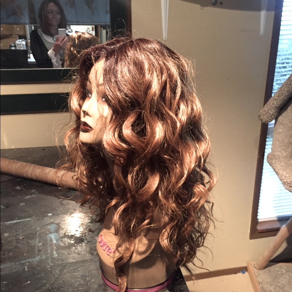 Romantic curly fiber wig unused soft rooted brown